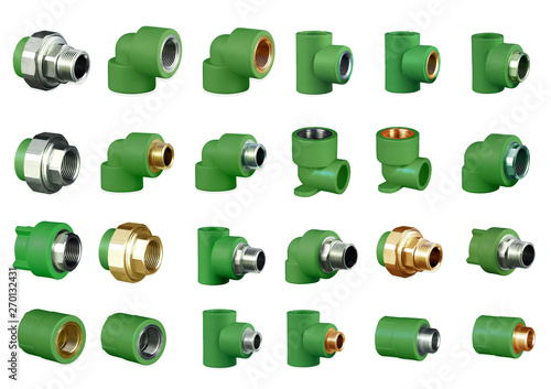 Set of PPR green pipes fitting 