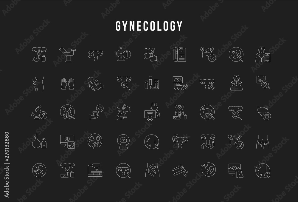Set Vector Line Icons of Gynecology Set Vector Line Icons of Gynecology