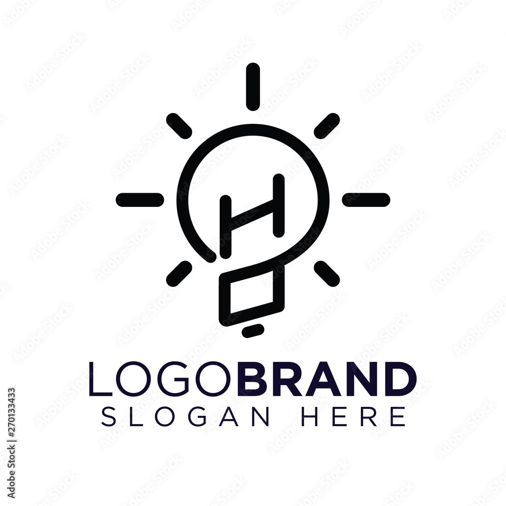 HO Initial Letter with creative bulb Logo vector HO Initial Letter with creative bulb Logo vector