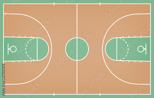 Basketball court floor with line on wood texture background. Vector.