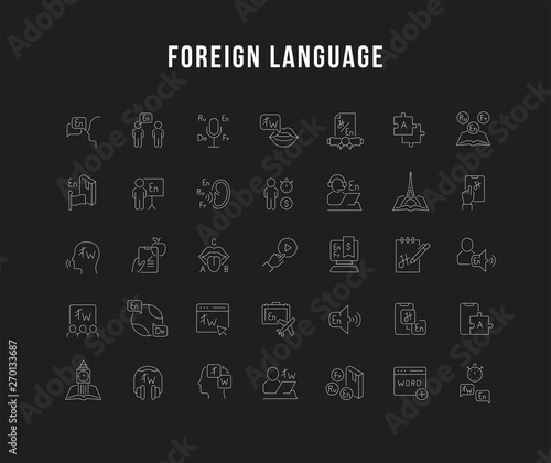 Set Vector Line Icons of Foreign Language