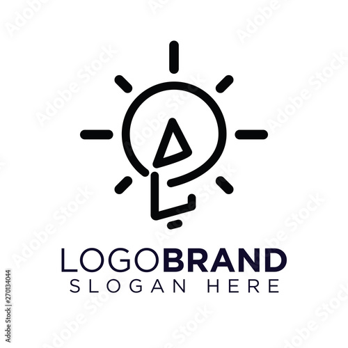AL Initial Letter with creative bulb Logo vector