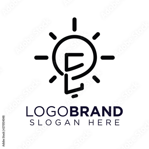 LC Initial Letter with creative bulb Logo vector
