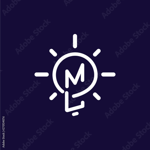 ML Initial Letter with creative bulb Logo vector