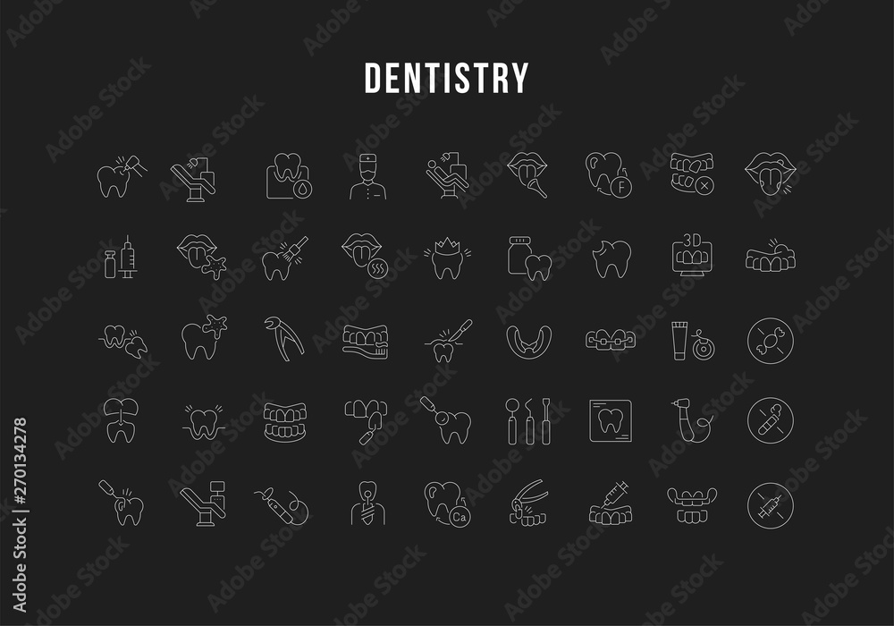 Set Vector Line Icons of Dentistry Set Vector Line Icons of Dentistry