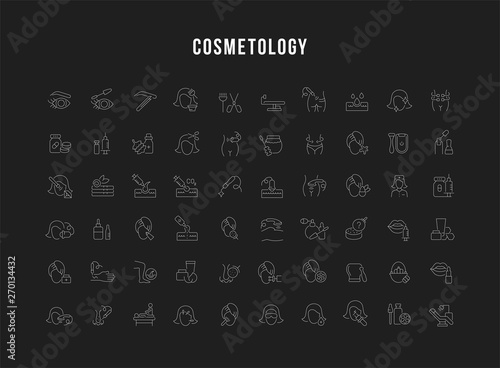 Set Vector Line Icons of Cosmetology