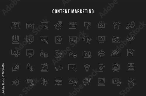 Set Vector Line Icons of Content Marketing