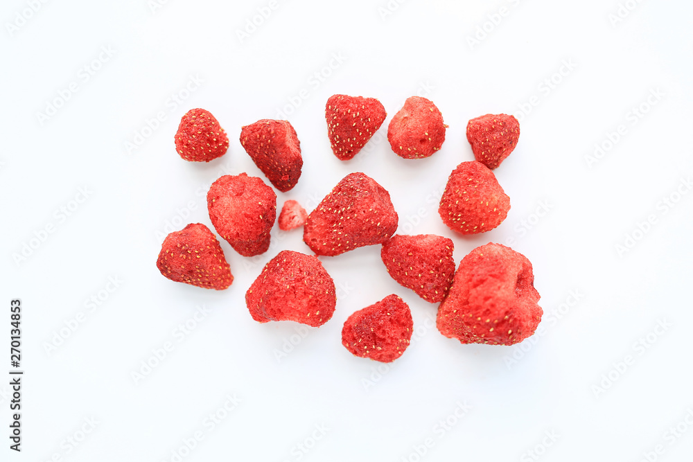 Freeze-dried strawberries isolated on white background. Freeze-dried strawberries isolated on white background.