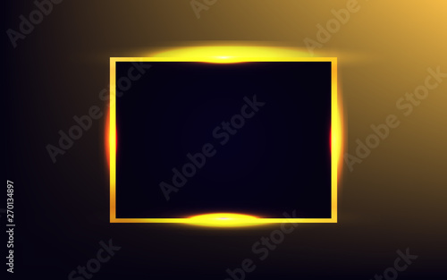 Luxury background with a combination gold frame and golden glitters light line. Abstract textured with shining. Vector design template party and holiday concept