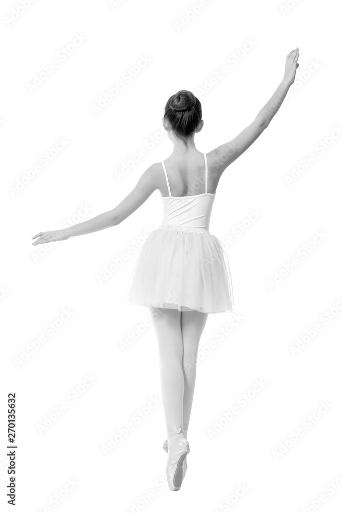 Fototapeta premium young girl ballerina posing on white background