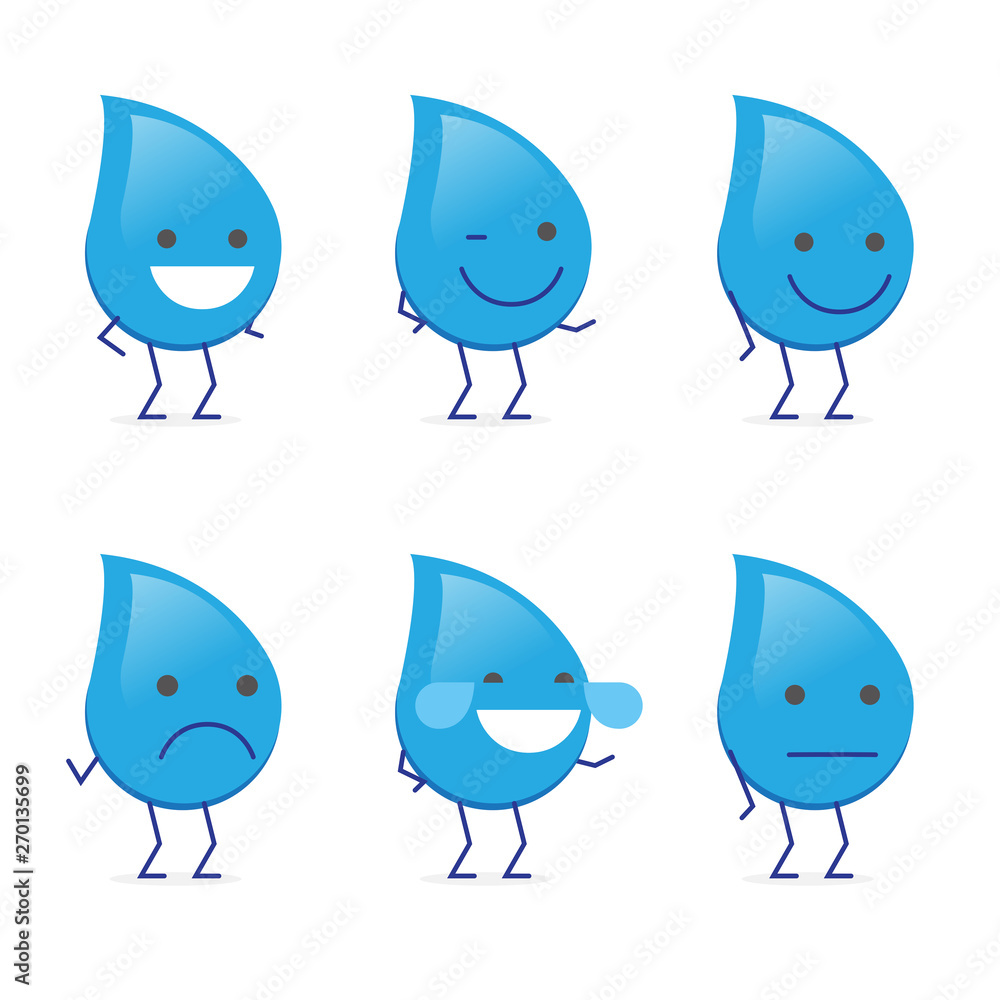 Water mascot Icon with face expression, emoticon Water mascot Icon with face expression, emoticon