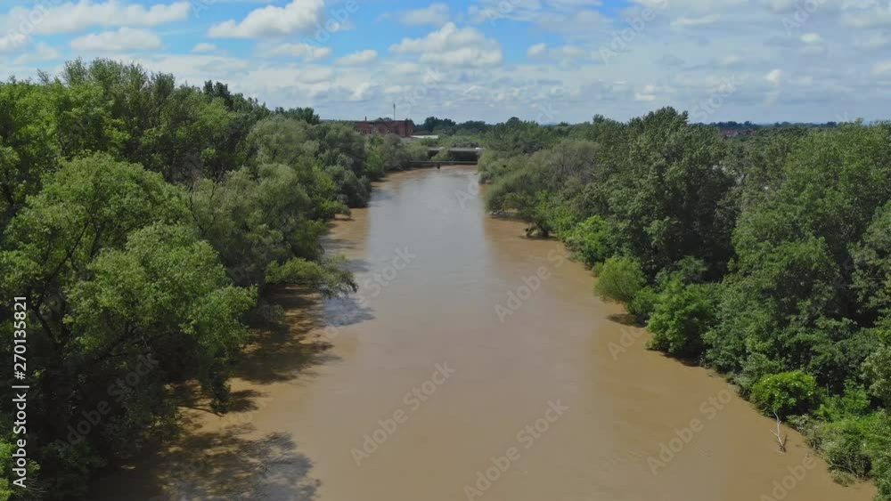 Aerial view flooded forest plains with country road Ukraine Aerial view flooded forest plains with country road Ukraine