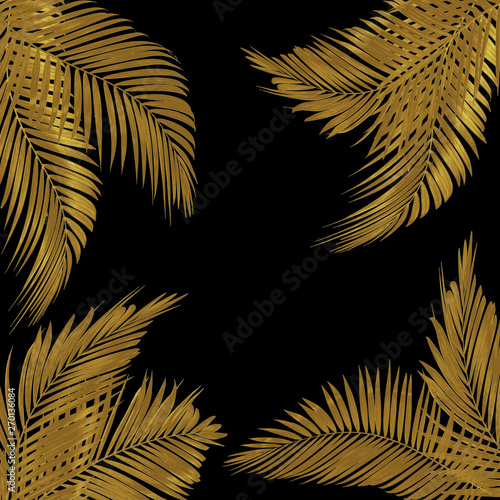 frame for text made from gold palm leaf isolated on  white background