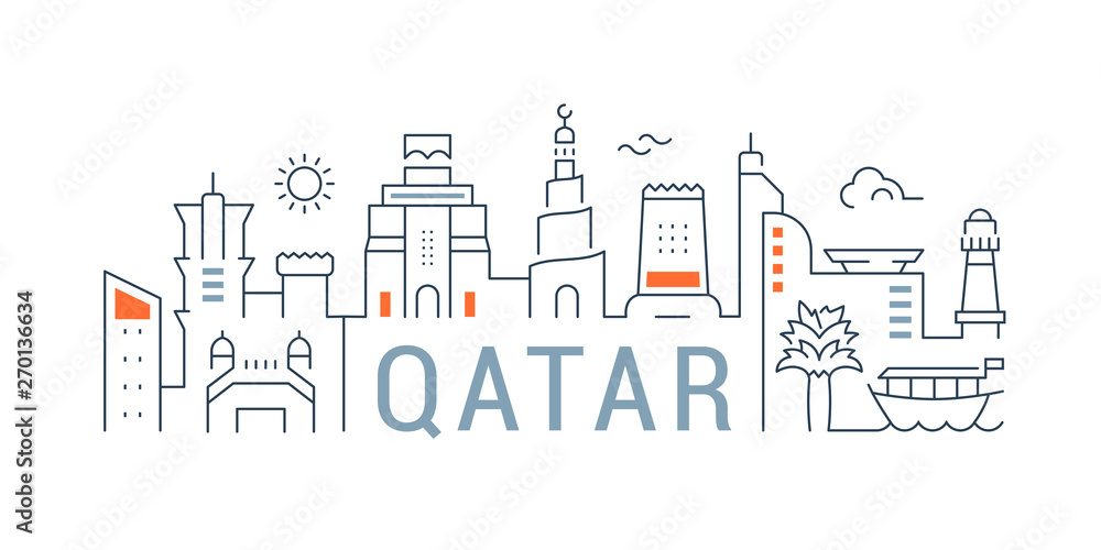 Linear Banner of Qatar