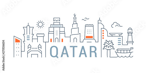 Linear Banner of Qatar