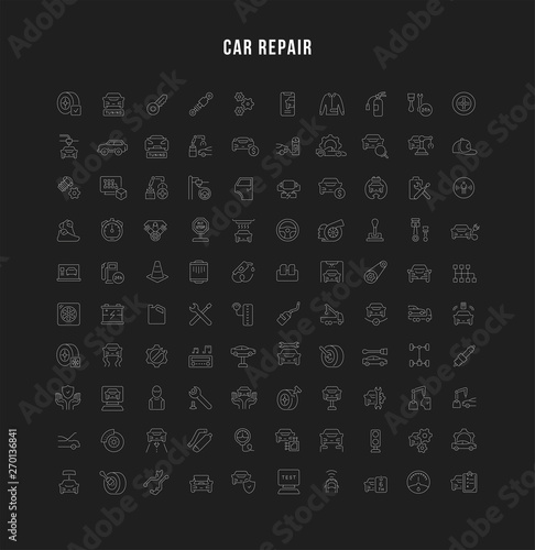 Set Vector Line Icons of Car Repair