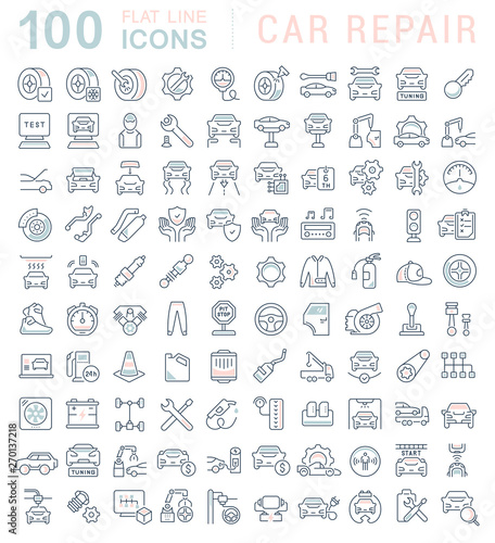 Set Vector Line Icons of Car Repair