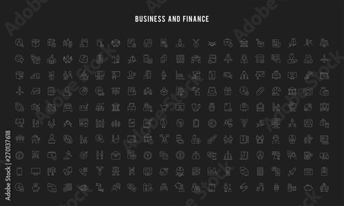 Set Vector Line Icons of Business and Finance