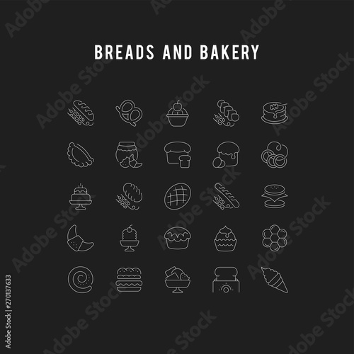 Set Vector Line Icons of Flour Products