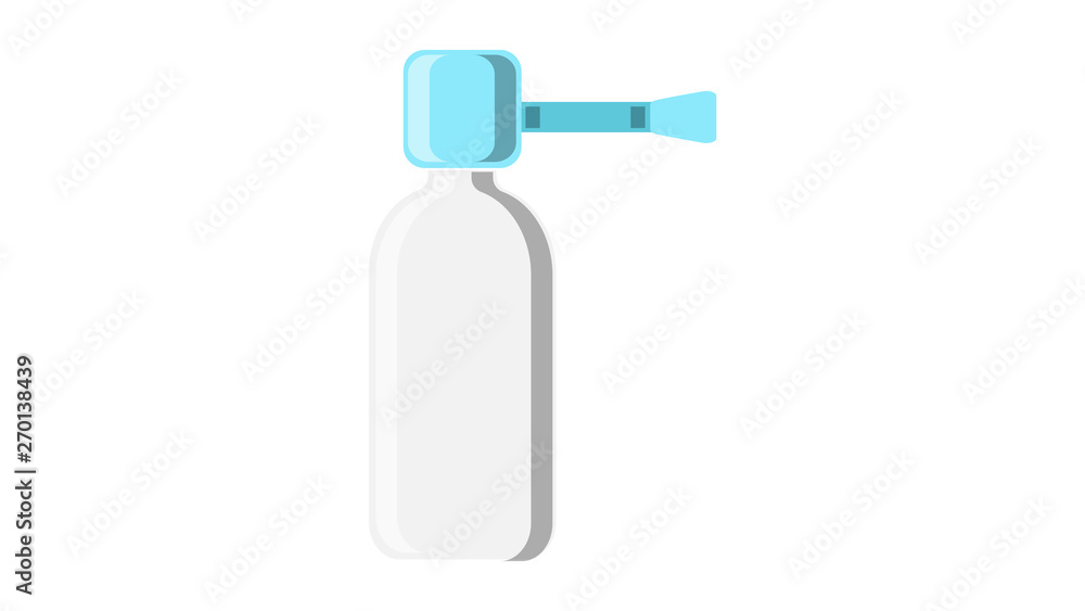 A beautiful medical blue nasal spray medicine dispenser for the treatment of rhinitis and sore throat pharmaceuticals on a white background. Vector illustration A beautiful medical blue nasal spray medicine dispenser for the treatment of rhinitis and sore throat pharmaceuticals on a white background. Vector illustration