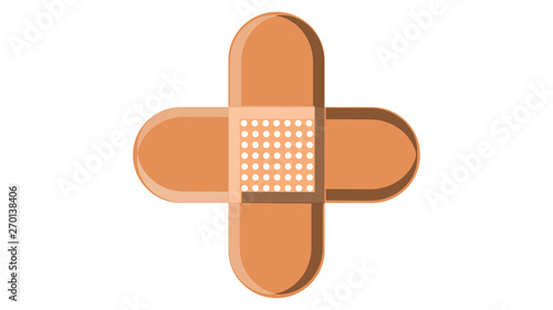 A beautiful medical beige antibacterial flesh plaster for sticking wounds and cuts on the skin and disinfecting on a white background. Vector illustration