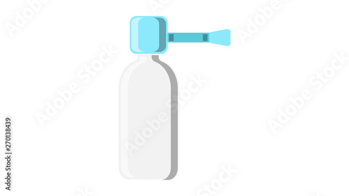 A beautiful medical blue nasal spray medicine dispenser for the treatment of rhinitis and sore throat pharmaceuticals on a white background. Vector illustration