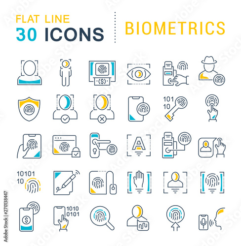 Set Vector Line Icons of Biometrics