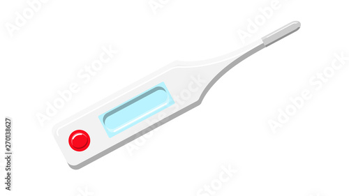 Beautiful medical white plastic modern electronic digital thermometer for measuring the patient's body temperature on a white background. Vector illustration