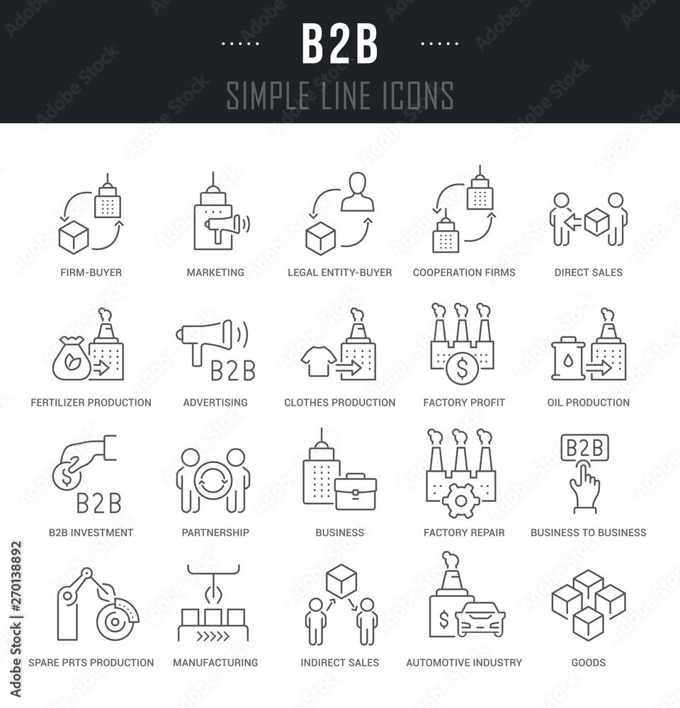 Set Vector Line Icons of B2B Set Vector Line Icons of B2B