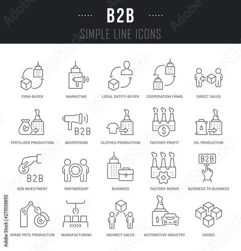 Set Vector Line Icons of B2B