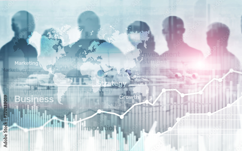 World wide map on abstract business background, coins and calculator double exposure graph, chart and diagram. World wide map on abstract business background, coins and calculator double exposure graph, chart and diagram.