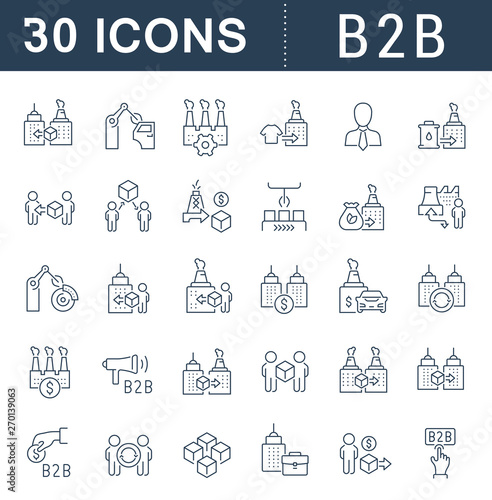 Set Vector Line Icons of B2B