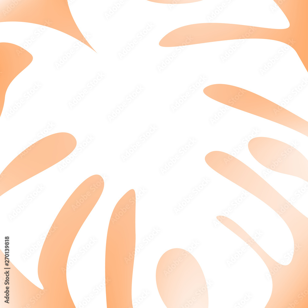 The white imprint of the palm leaf on a yellow-orange background. Minimalistic design. Botanical background for postcards, books, announcements, design, banner, advertising. Illustration. The white imprint of the palm leaf on a yellow-orange background. Minimalistic design. Botanical background for postcards, books, announcements, design, banner, advertising. Illustration.