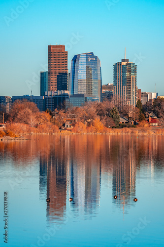 Denver Skyline reflection on Sloan Lake