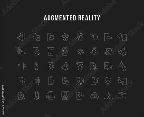 Set Vector Line Icons of Augmented Reality