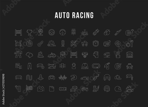 Set Vector Line Icons of Auto Racing