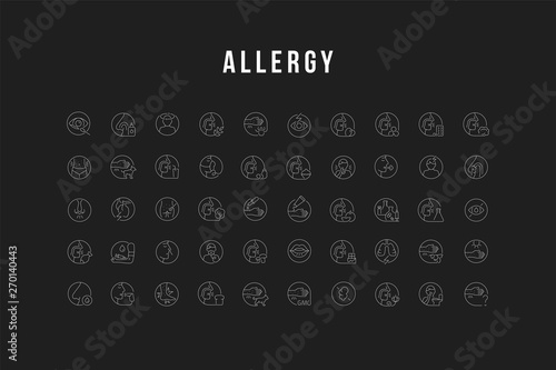 Set Vector Line Icons of Allergy