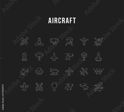 Set Vector Line Icons of Aircraft