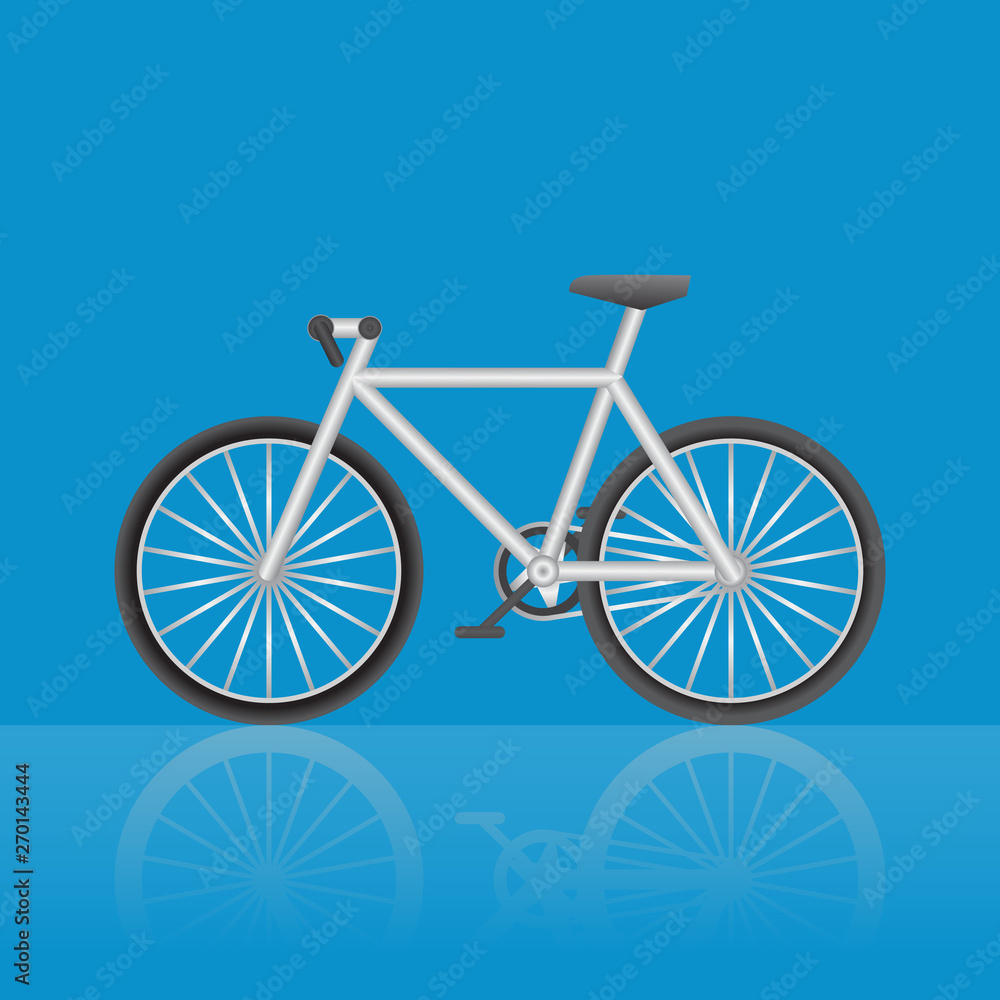 Fototapeta premium Silver metal bike on a blue background