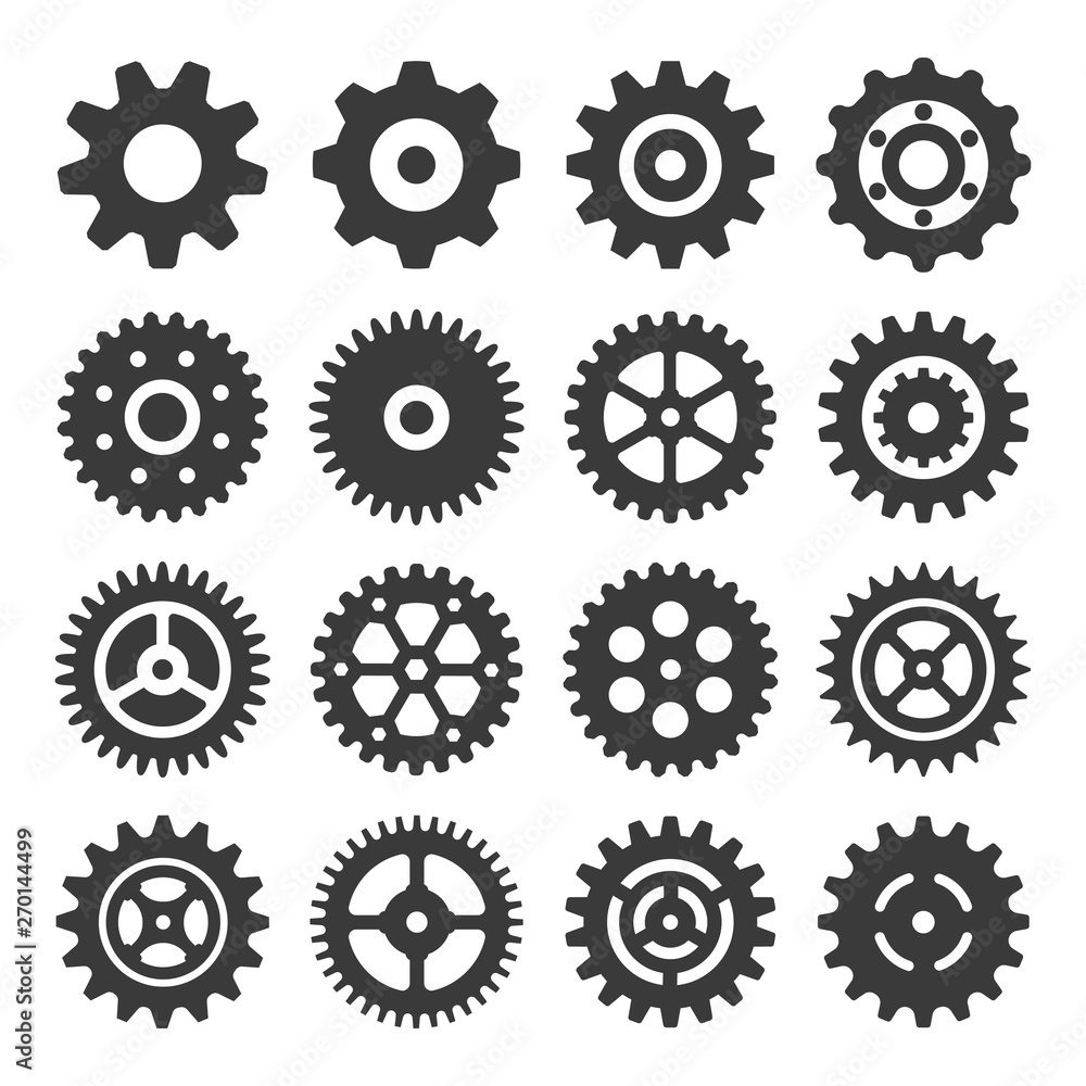 set of gears isolated on white background set of gears isolated on white background