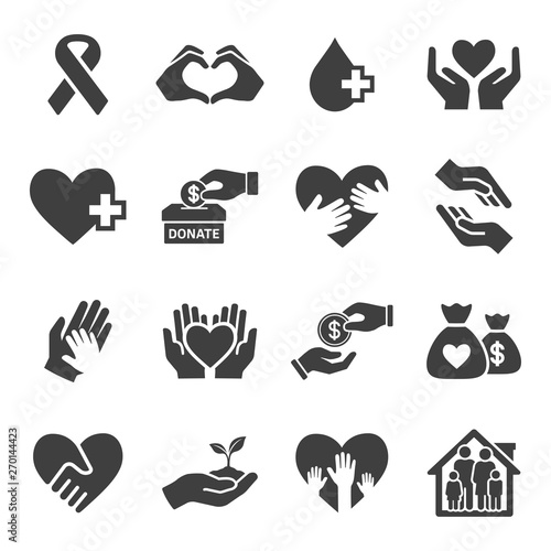 charity and donate vector icon set photo