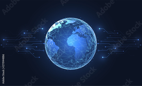 Global network connection. World map point and line composition concept of global business. Vector Illustration