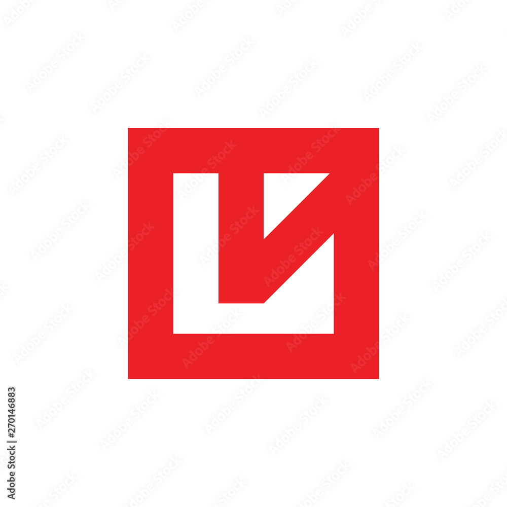letter v simple geometric square line logo vector