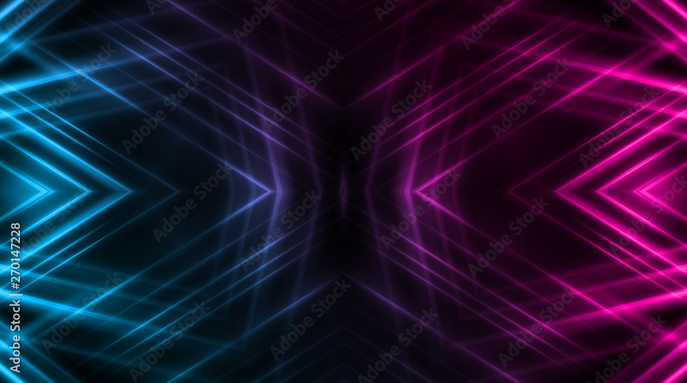Dark abstract futuristic background. Neon lines, glow. Neon lines, shapes. Pink and blue glow Dark abstract futuristic background. Neon lines, glow. Neon lines, shapes. Pink and blue glow