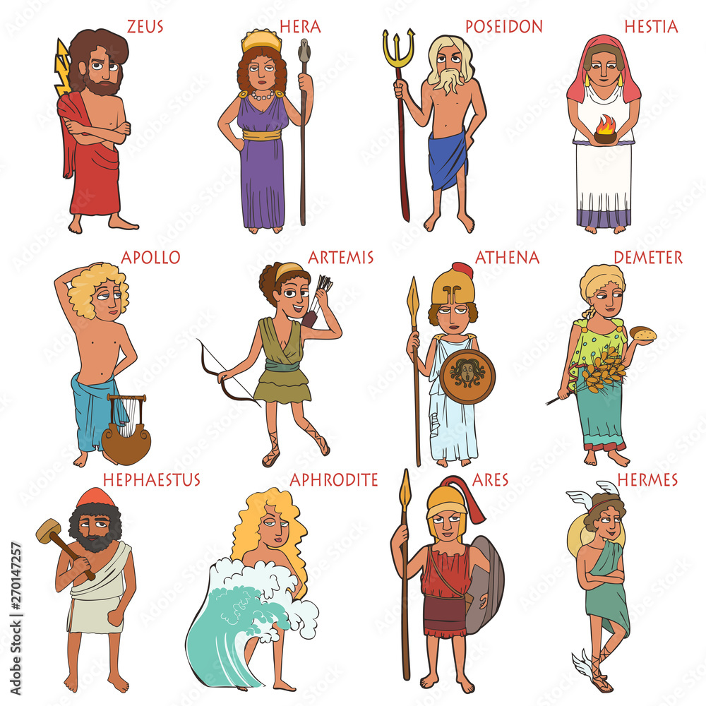 cartoon set of ancient Greek gods Stock Vector | Adobe Stock
