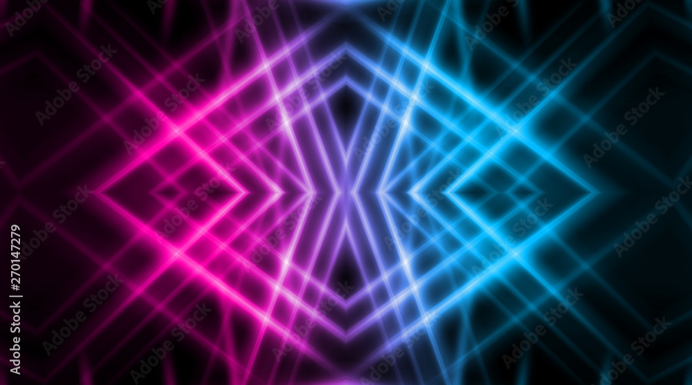 Dark abstract futuristic background. Neon lines, glow. Neon lines, shapes. Pink and blue glow Dark abstract futuristic background. Neon lines, glow. Neon lines, shapes. Pink and blue glow