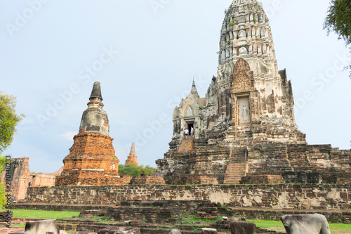 old pagoda of Wat Ratchaburana temple in Ayutthaya  Thailand