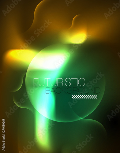 Shiny neon geometric waves template