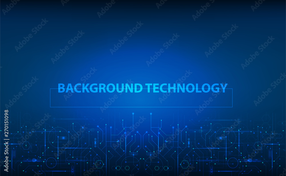 Background technology.Vector Abstract futuristic circuit board, Illustration high computer technology dark blue color background. Hi-tech digital concept