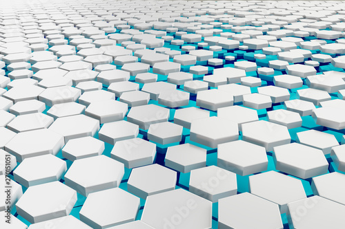 white and turquoise hexagon background